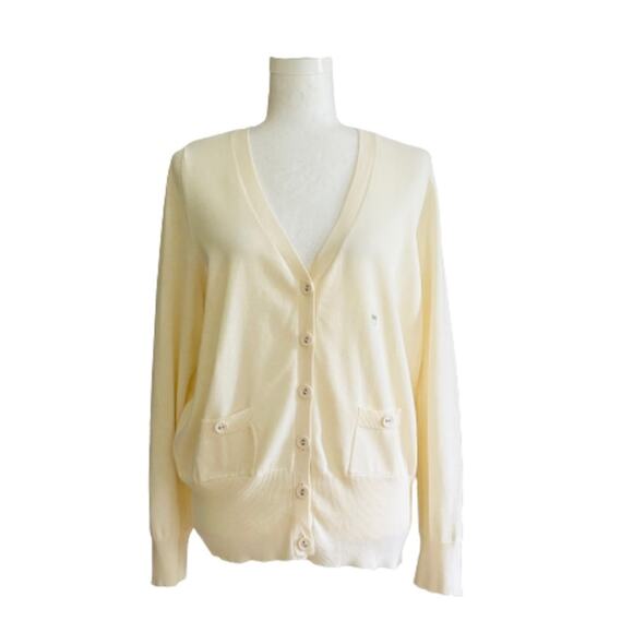 Lane Bryant Cardigan Sweater Cream Cotton Pockets Button Front Size 14/16 XL NEW - Picture 1 of 11